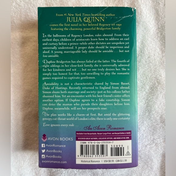 The Duke and I Bridgerton Julia Quinn paperback - Picture 2 of 5